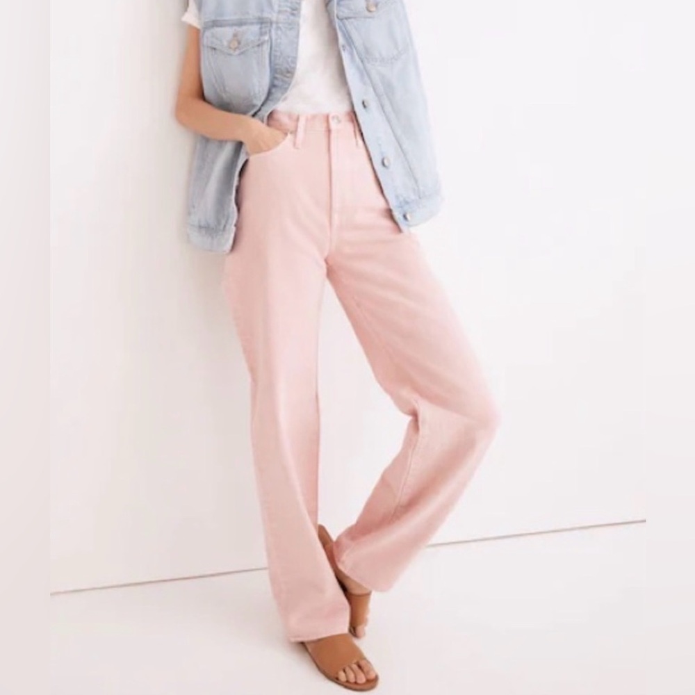 Madewell Baggy Straight Jeans | Light Pink Denim | Size 28